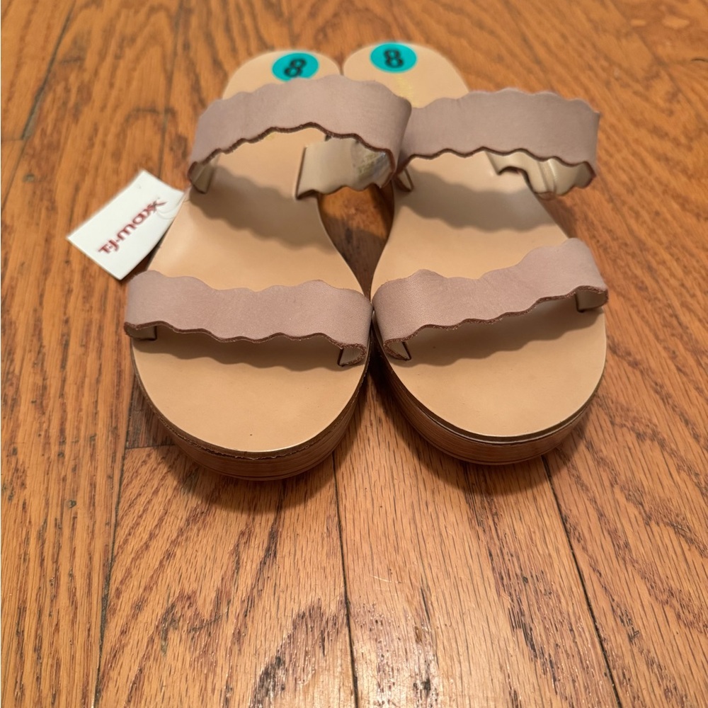 T.J.Maxx Tan Scalloped Sandals